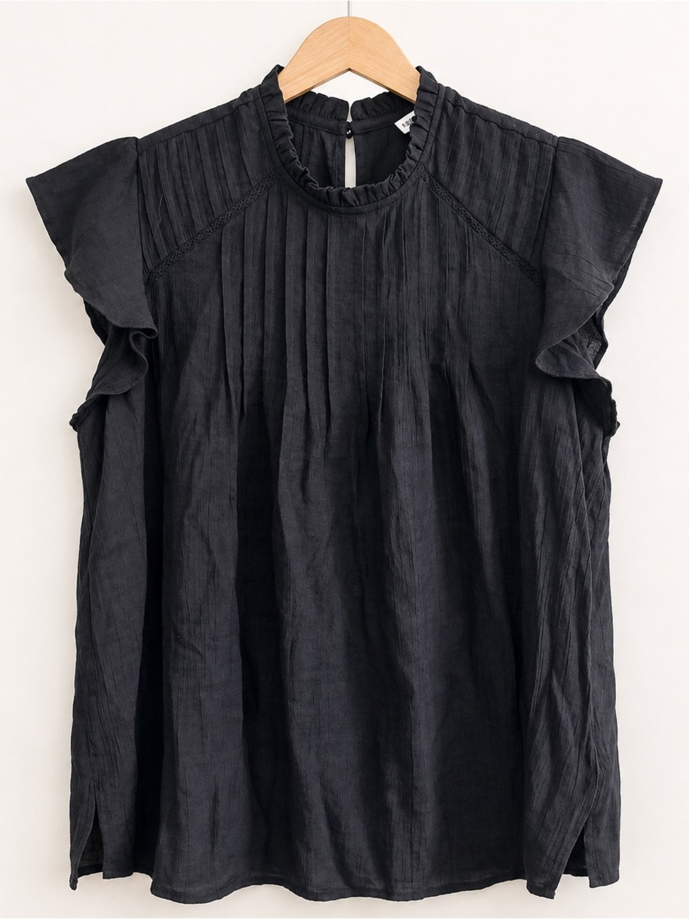 Nanette Lepore Black Pintuck Ruffle Sleeve Blouse